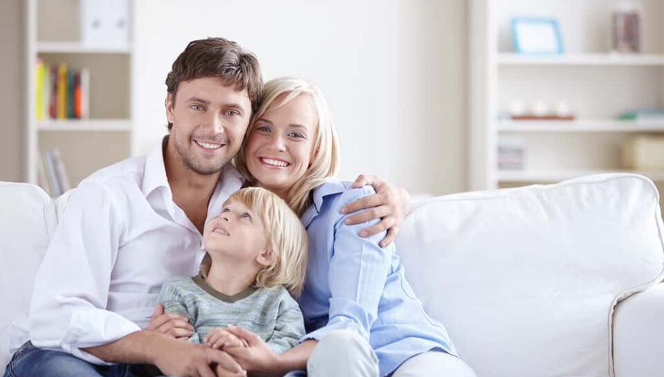 A happy family with a child